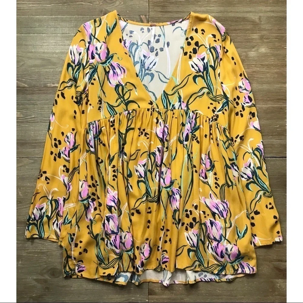 Free People Bella Printed Tunic in Yellow Combo